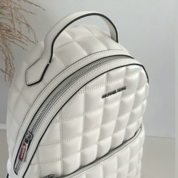 Michael Kors White Quilted Leather Backpack NWT Mini Travel Bag Gold Hardware